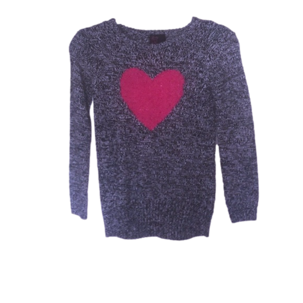 Girls Rule Hi-Lo Sweater Large Heart Detail Long Sleeve Tunic Length Size 10/12